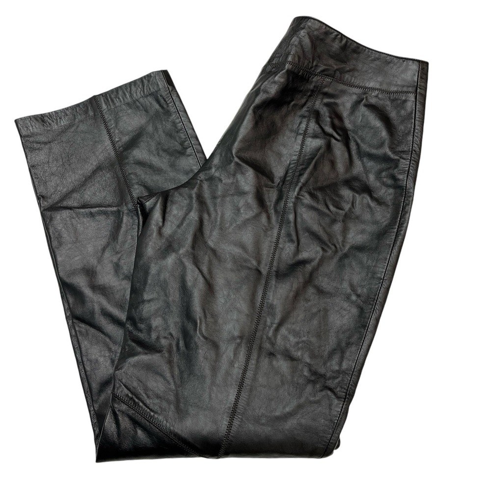 Nine West Pants Womens 10 Black‎ Leather Fully Lined 90s Y2K Rock Festival Rave
